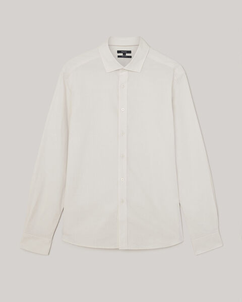 Slub Texture Long Sleeve Shirt, Natural, hi-res